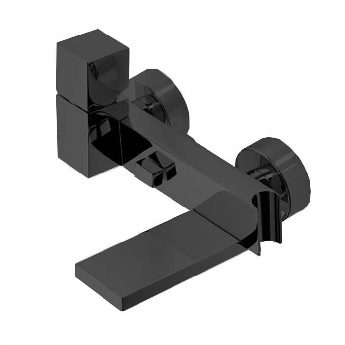 Bossini Cube Смеситель наружный с девиатором, держатель для душевой лейки с гибким соединением 1/2”, цвет: черный матовый