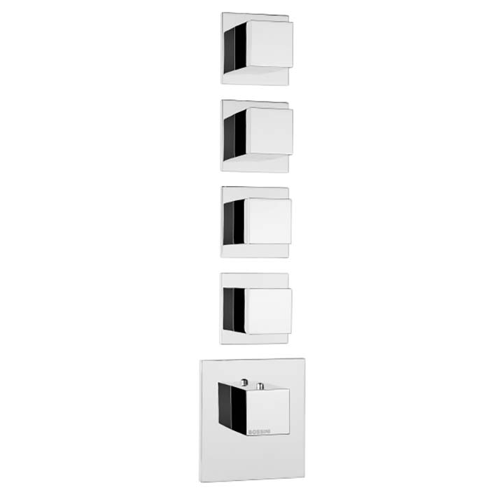 Bossini Cube Термостат для душа, встраиваемый, с девиаторм/3 запорных вентиля на 5 выходов, уст-ка верт/гор, цвет: хром