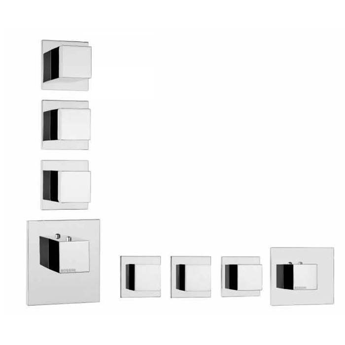 Bossini Cube Термостат для душа, встраиваемый, с девиаторм/запорным вентилем на 3 - 6 выходов, уст-ка верт/гор, цвет: хром