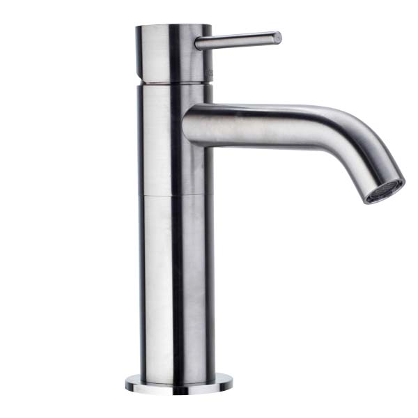 Bossini Inox Однорычажный Смеситель для раковины на 1 отв, из нержавеющей стали без донного клапана, цвет: Сатинированная нержавеющая сталь