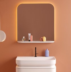 BURGBAD B.ME Зеркало, LED подсветка, с полкой, цвет белый