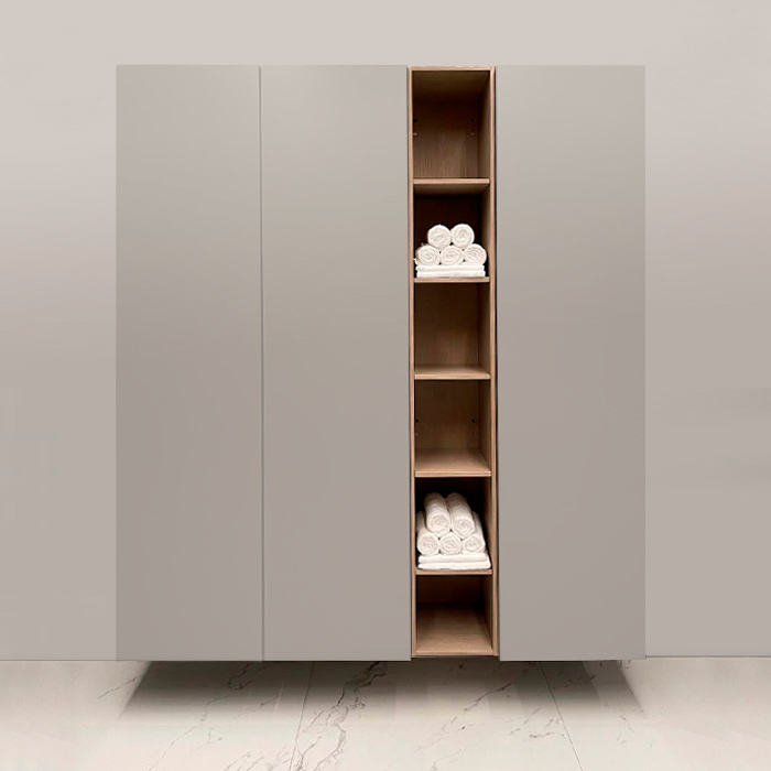Burgbad Пенал подвесной, открытый, 4 полки, цвет: Light grey oak