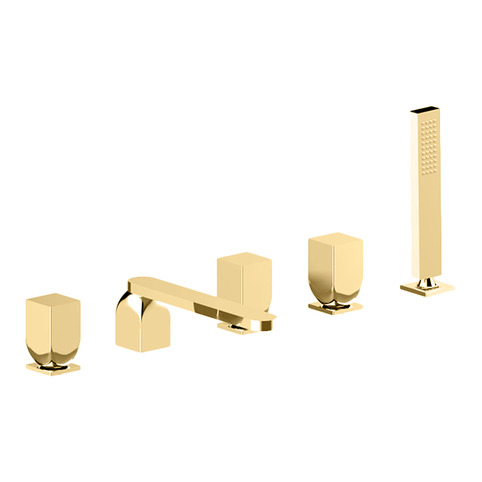Cisal Hi-Rise Смеситель на борт ванны, 5 отв, с ручным душем, цвет: Gold Brushed