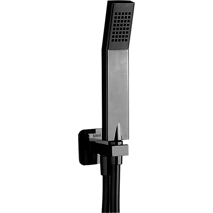 CISAL Shower Душевой гарнитур:ручная лейка,шланг,вывод с держателем, цвет: черный матовый