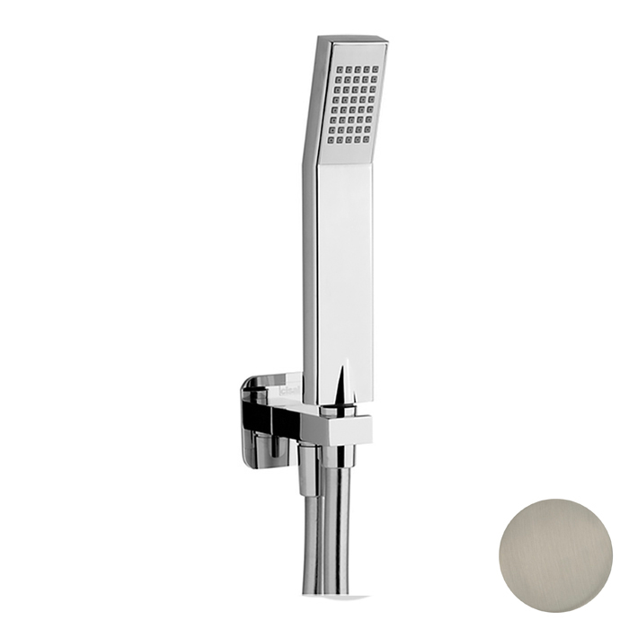 Cisal Shower Душевой гарнитур: ручная лейка, шланг, вывод с держателем, цвет: Nichel Spazzolato