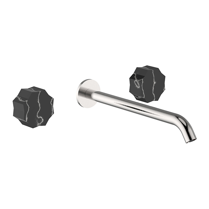 Cisal X32 Смеситель для раковины, настенный, цвет: Brushed Stainless Steel/Marble Marquina