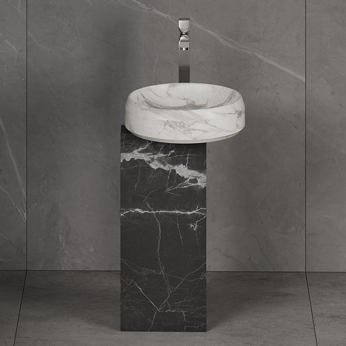 Dea Design Marble Marsala Раковина, напольная, без отв, мрамор, цвет: White Cararra/Black Marquina