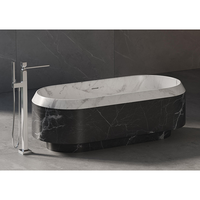 Dea Design Marble Parma Ванна, отдельностоящая, мрамор, цвет: White Cararra/Black Marquina