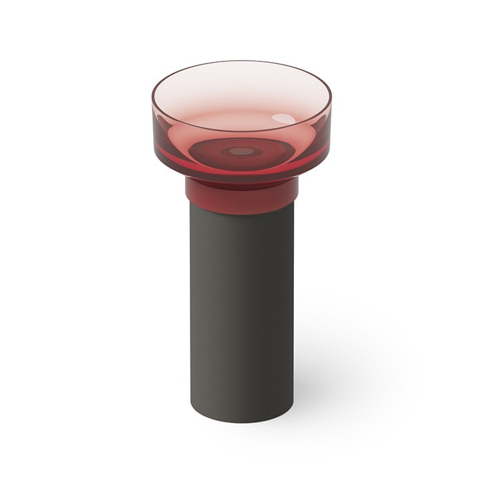 Dea Design Robust type Раковина, напольная, без отв, Glasstech, прозрачная смола, цвет: чаша pomegranate/пьедестал graphite