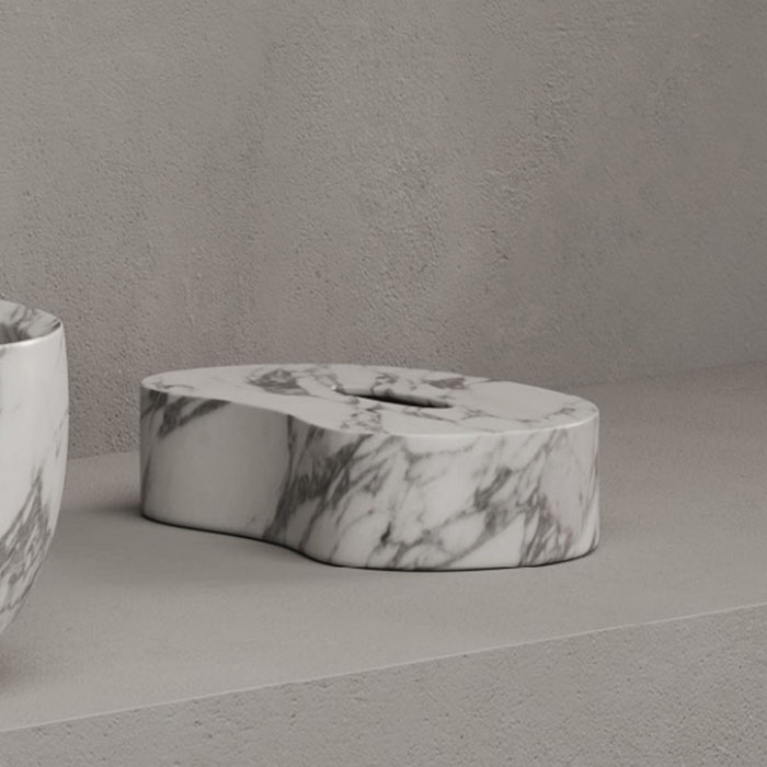 Dea Design Marble Контейнер для салфеток, настольный, из мрамора, цвет: Statuario White