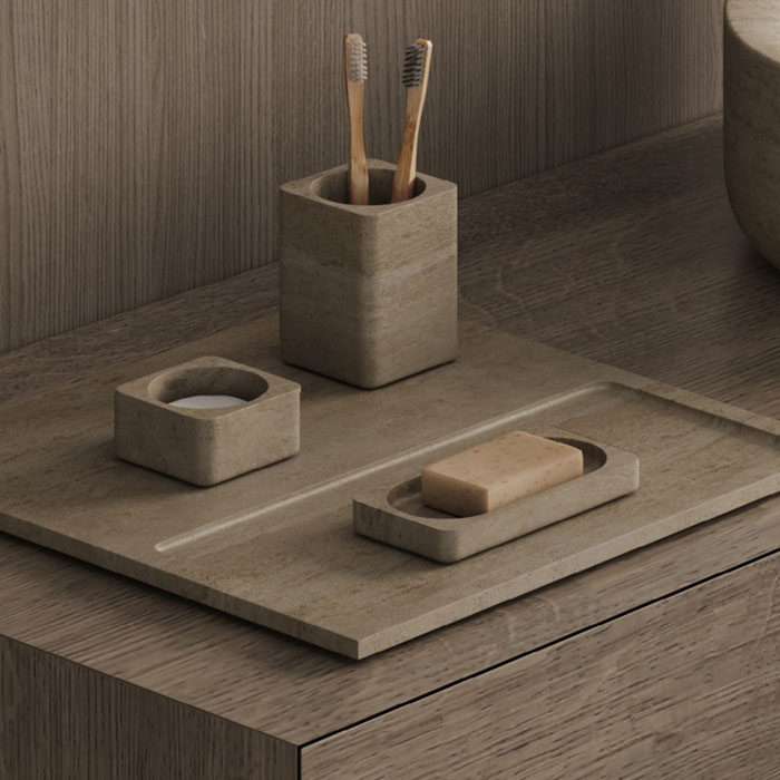 Dea Design Marble Мыльница настольная, из мрамора, цвет: Travertine