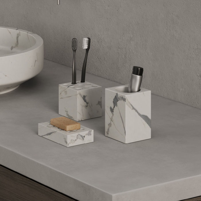 Dea Design Marble Мыльница настольная, из мрамора, цвет: Statuario White