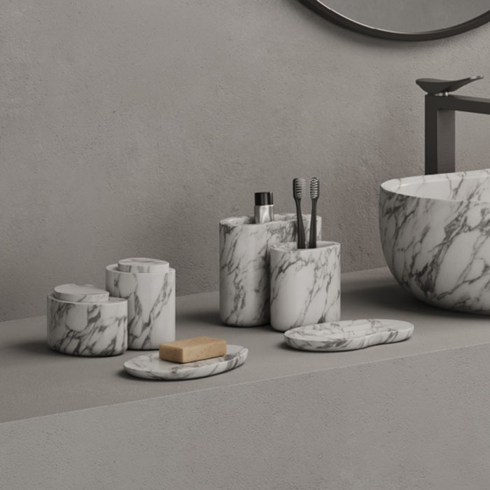 Dea Design Marble Стакан настольный, из мрамора, цвет: Statuario White