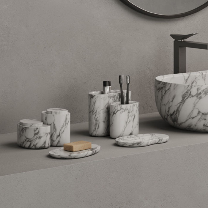 Dea Design Marble Стакан настольный, из мрамора, цвет: Statuario White