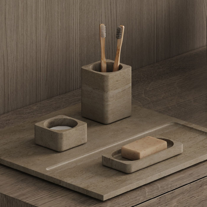Dea Design Marble Стакан настольный, из мрамора, цвет: Travertine