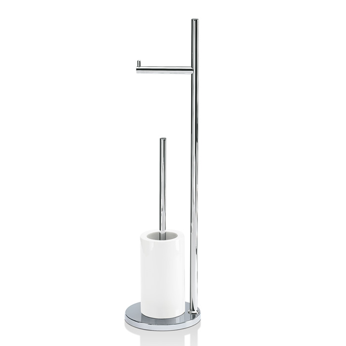 Decor Walther DW 6700 Напольная стойка, с ершиком и бумагодержателем, фарфор, цвет: хром / белый