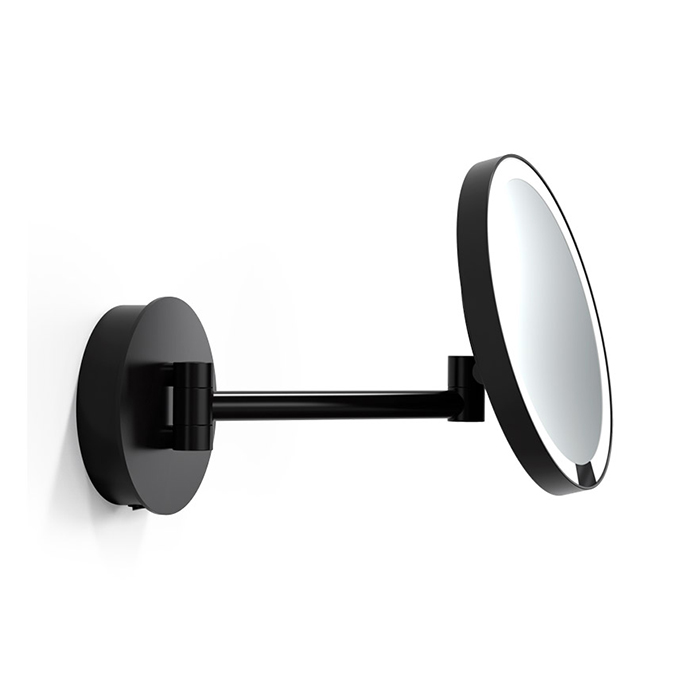 Decor Walther Round Just Look WR Косметическое зеркало, подвесное, увел. 5x, подсветка LED на аккумуляторе, цвет: черный матовый