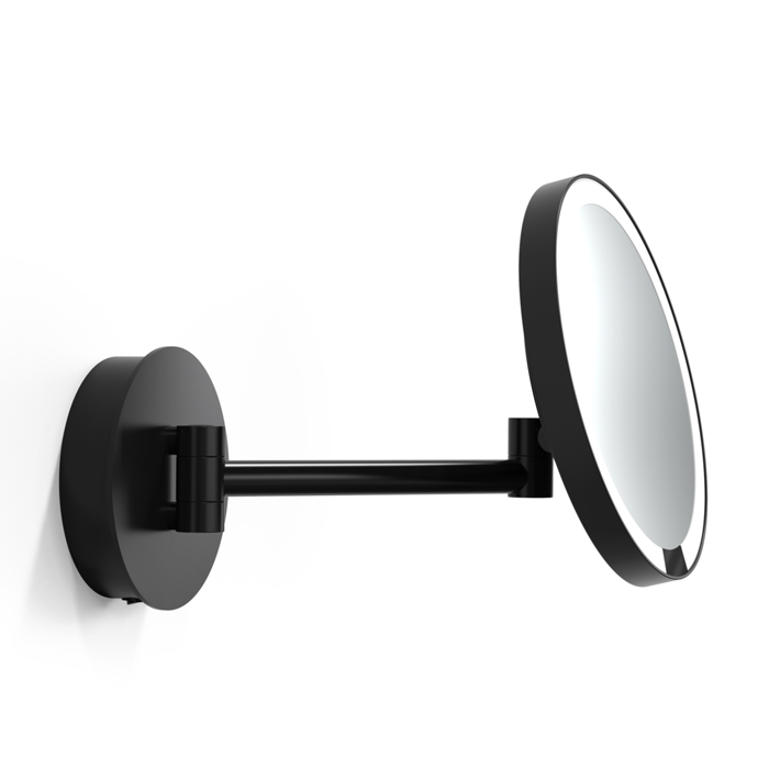Decor Walther Round Just Look WR Косметическое зеркало, подвесное, увел. 5x, подсветка LED, цвет: черный матовый