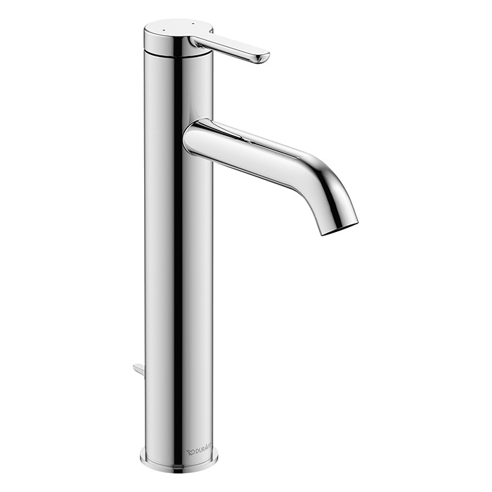 Duravit C.1 Смеситель для раковины, высокий, 1 отв, с донным клапаном, излив, цвет: хром