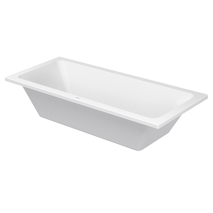 Duravit D-Code Ванна акриловая, встраиваемая, с 2 наклонами для спины, выпуск центральный, цвет: белый