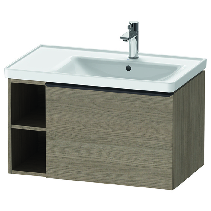 Duravit D-Neo Тумба с раковиной, с 1 отв, 1 ящиком, полки слева, подвесная, цвет: дуб терра