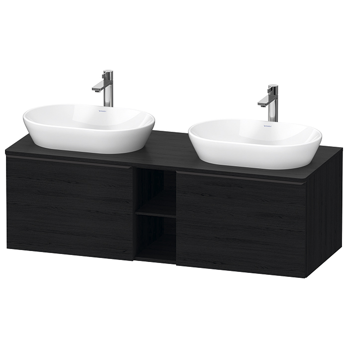 Duravit D-Neo Тумбочка подвесная, 2 раковины, 2 ящика, цвет: Black Oak