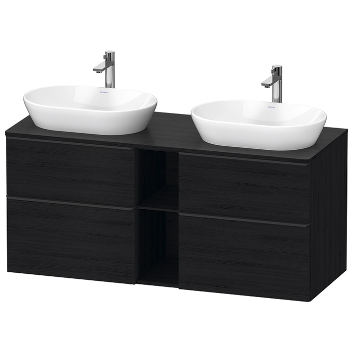 Duravit D-Neo Тумбочка подвесная, 2 раковины, 2 ящика, цвет: Black Oak