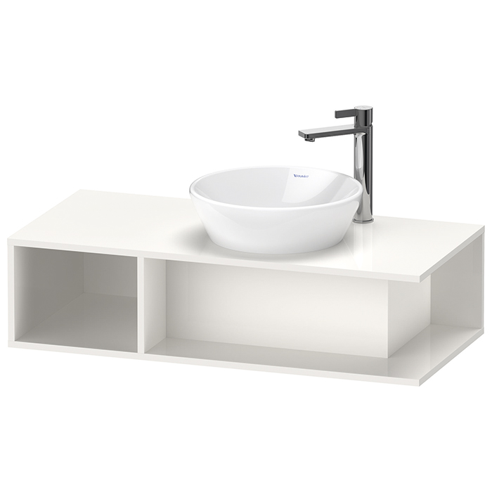 Duravit D-Neo Тумбочка подвесная компакт, раковина, 1 открытое отделение на левой стороне, цвет: белый высокоглянцевый