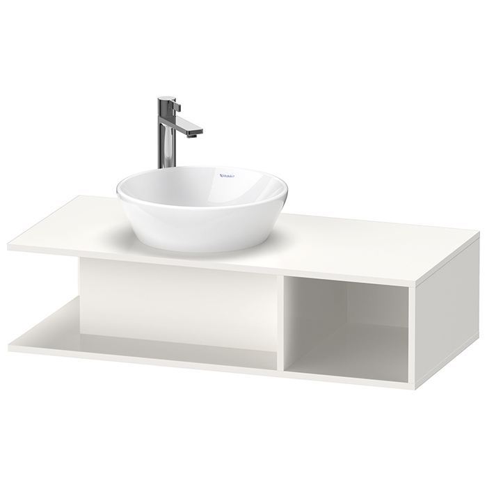 Duravit D-Neo Тумбочка подвесная компакт, раковина, 1 открытое отделение на правой стороне, цвет: белый высокоглянцевый