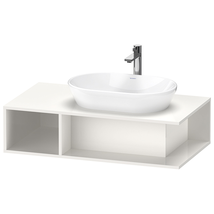 Duravit D-Neo Тумбочка подвесная компакт, раковина, 1 открытое отделение на левой стороне, цвет: белый высокоглянцевый