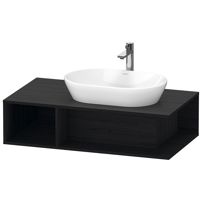 Duravit D-Neo Тумбочка подвесная компакт, раковина, 1 открытое отделение на левой стороне, цвет: Black Oak