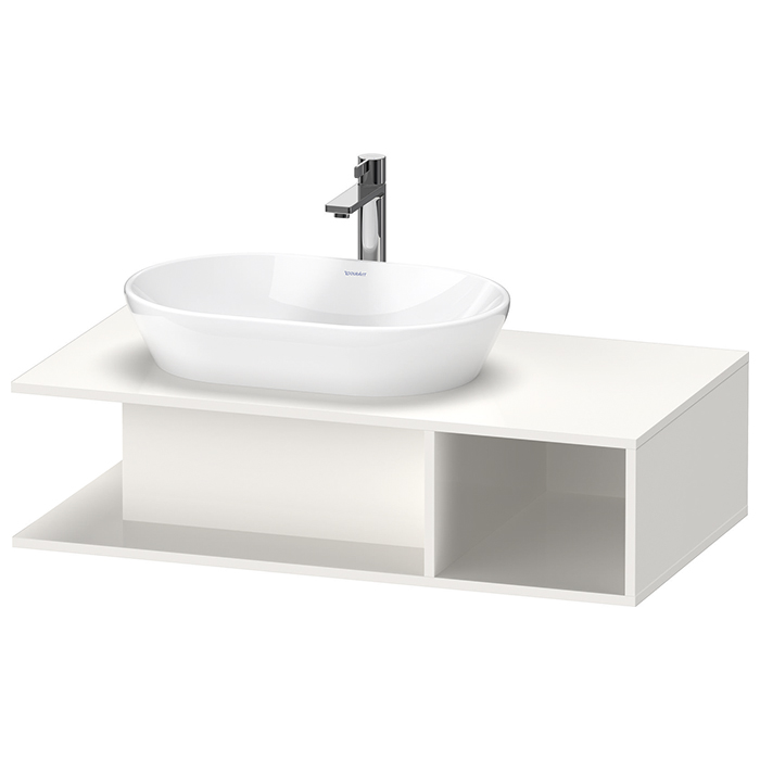 Duravit D-Neo Тумбочка подвесная компакт, раковина, 1 открытое отделение на правой стороне, цвет: белый высокоглянцевый