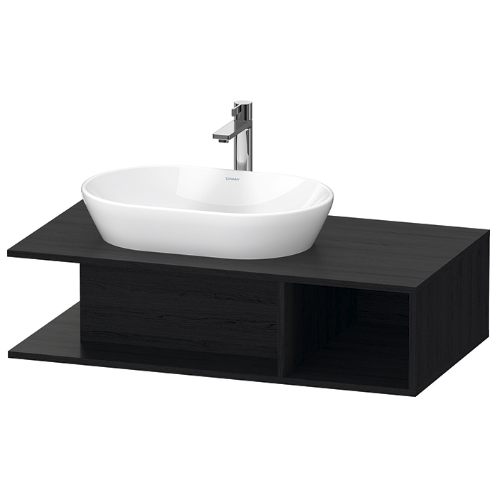 Duravit D-Neo Тумбочка подвесная компакт, раковина, 1 открытое отделение на правой стороне, цвет: Black Oak
