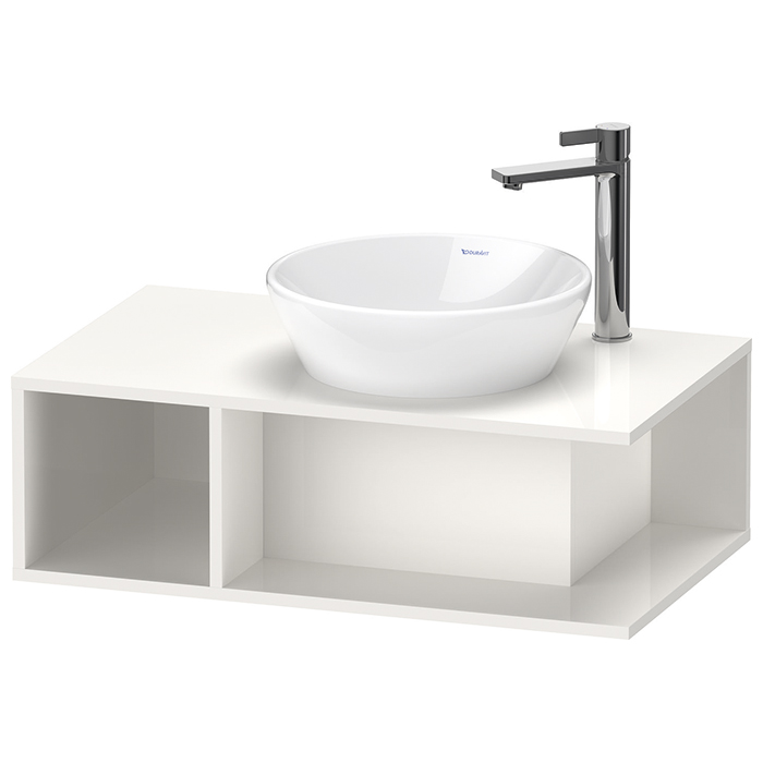 Duravit D-Neo Тумбочка подвесная компакт, раковина, 1 открытое отделение на левой стороне, цвет: белый высокоглянцевый