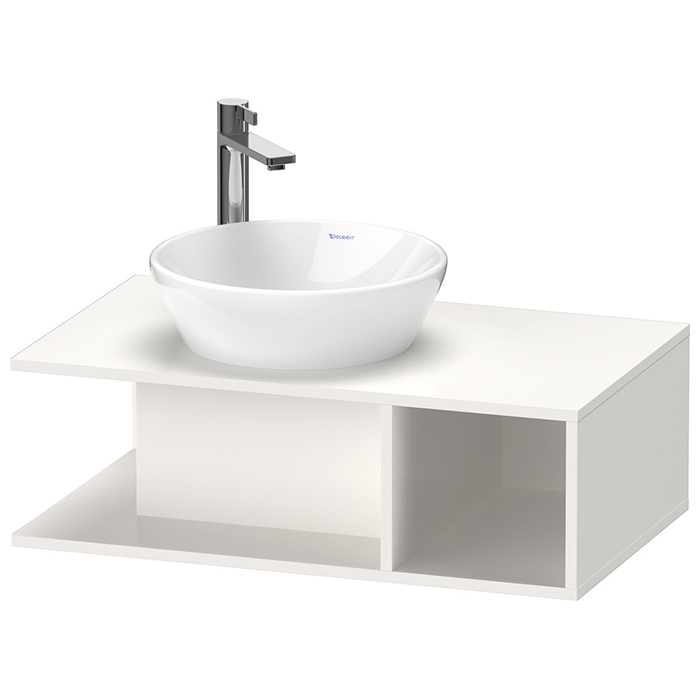 Duravit D-Neo Тумбочка подвесная компакт, раковина, 1 открытое отделение на правой стороне, цвет: белый высокоглянцевый