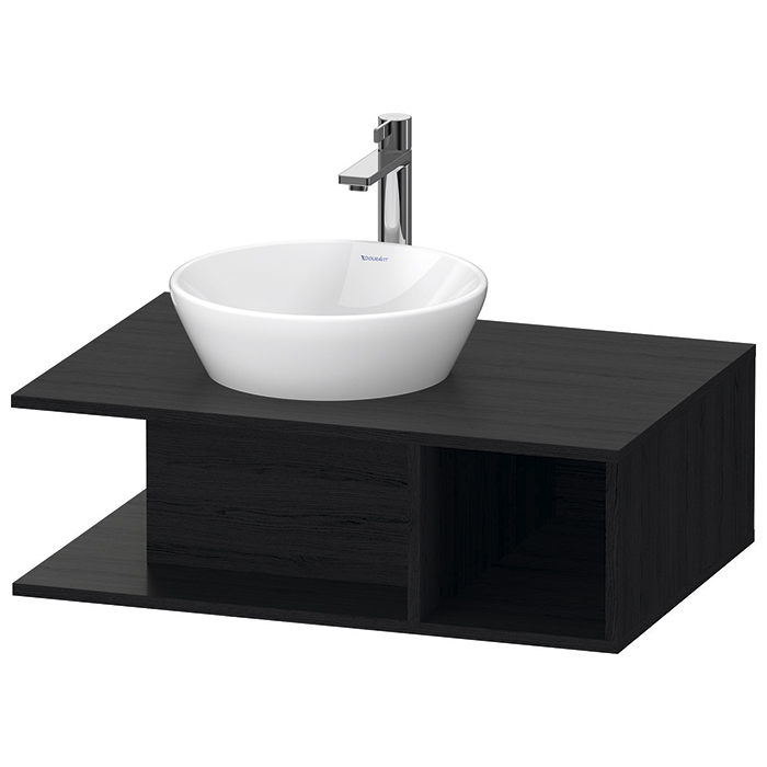 Duravit D-Neo Тумбочка подвесная компакт, раковина, 1 открытое отделение на правой стороне, цвет: Black Oak