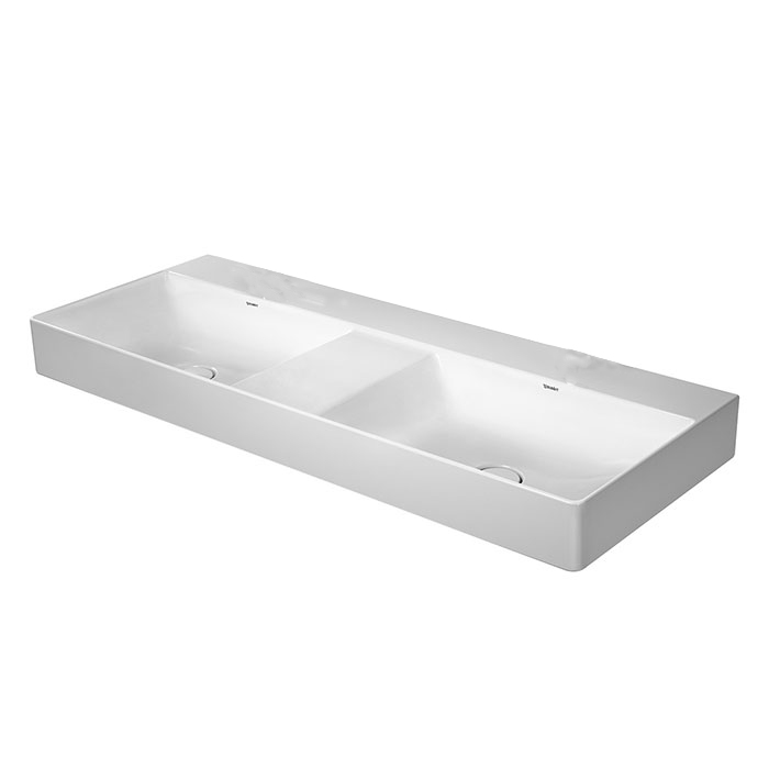 Duravit DuraSquare Раковина подвесная, с отметками на 2 отв, двойная, без перелива, с покрытием WonderGliss, цвет: белый