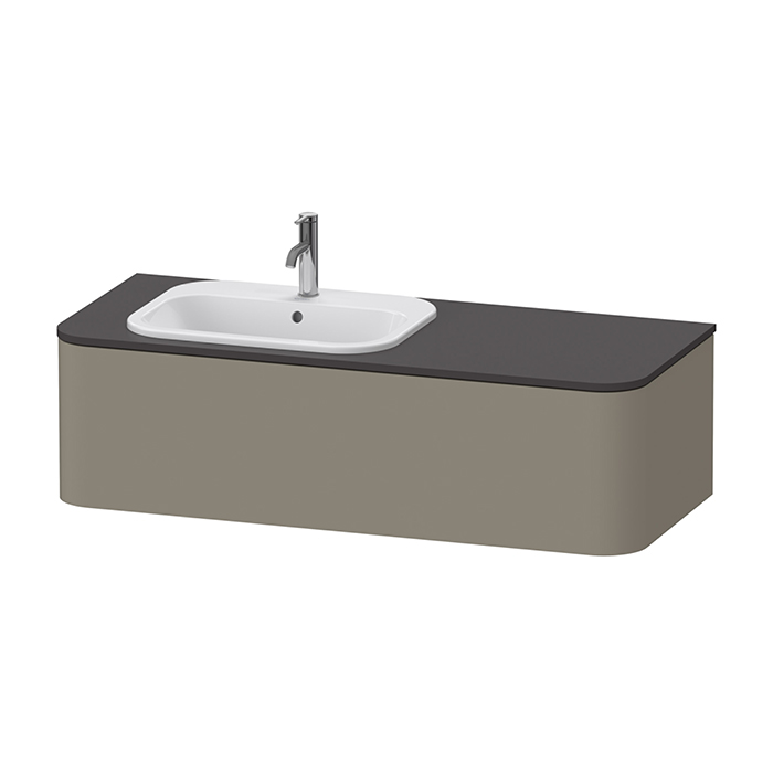 Duravit Happy D.2 Plus Тумба подвесная, с раковиной и 2 ящиками, SX, цвет: stone grey satin matt