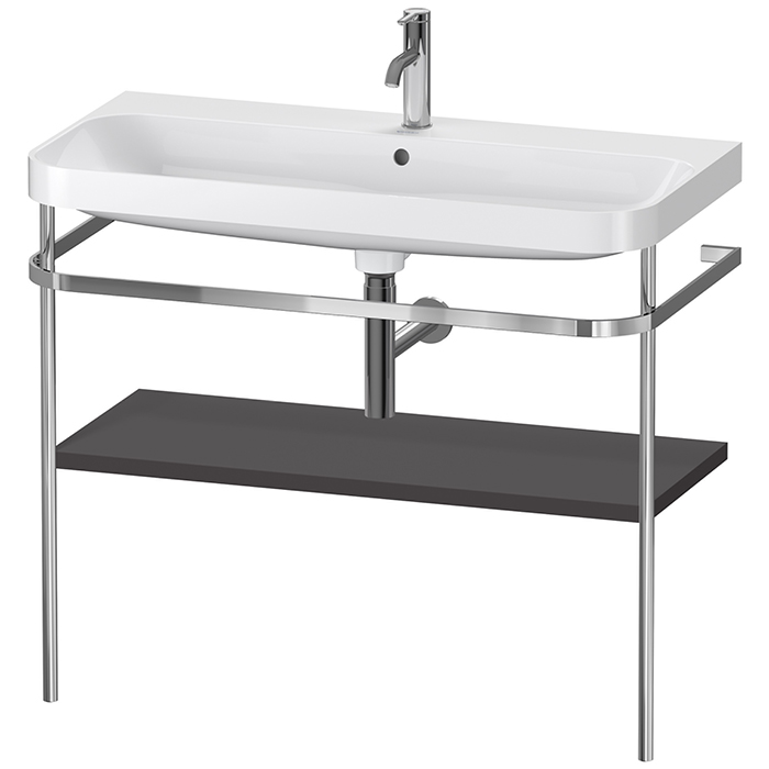 Duravit Happy D.2 Plus Консоль напольная с умывальником, с 1 отв под смесит,1 полка, вып. и сифон в комплекте, цвет: Графит