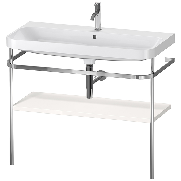 Duravit Happy D.2 Plus Консоль напольная с умывальником, с 1 отв под смесит, 1 ящик, 1 полотенцедержатель, выпуск и сифон в комплекте, цвет: белый глянцевый/хром