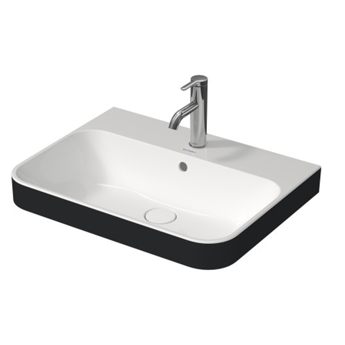Duravit Happy D.2 Plus Раковина накладная, с 1 отв, выпуск с керамической крышкой, цвет: Anthracite matt
