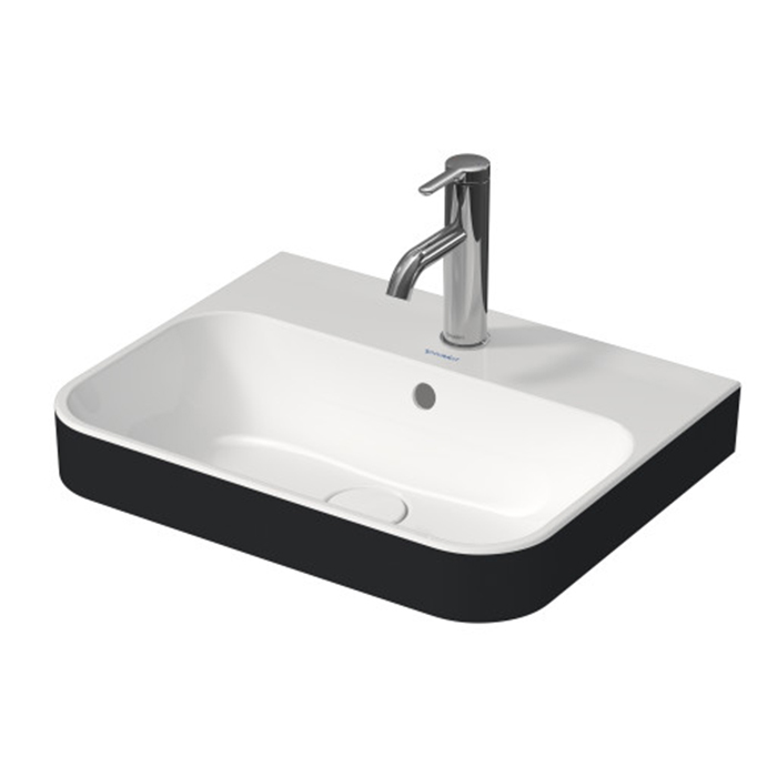 Duravit Happy D.2 Plus Раковина накладная, с 1 отв, выпуск с керамической крышкой, цвет: Anthracite matt/белый