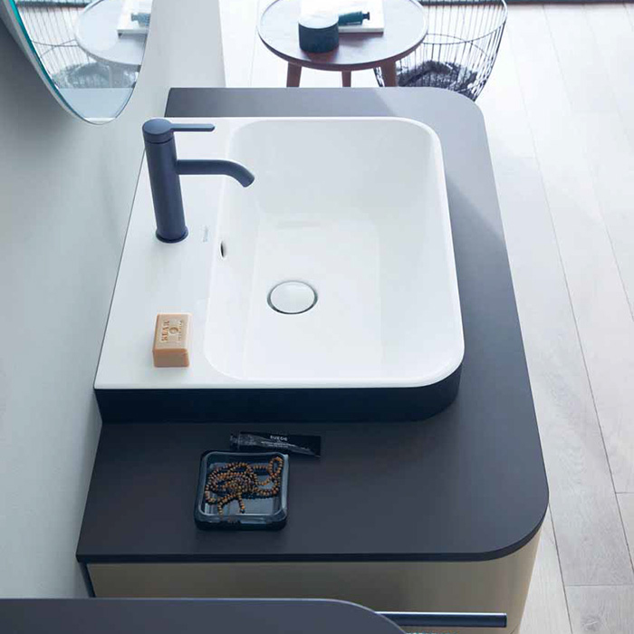 Duravit Happy D.2 Plus Раковина, 1 отв, с переливом, цвет: Anthracite matt/белый