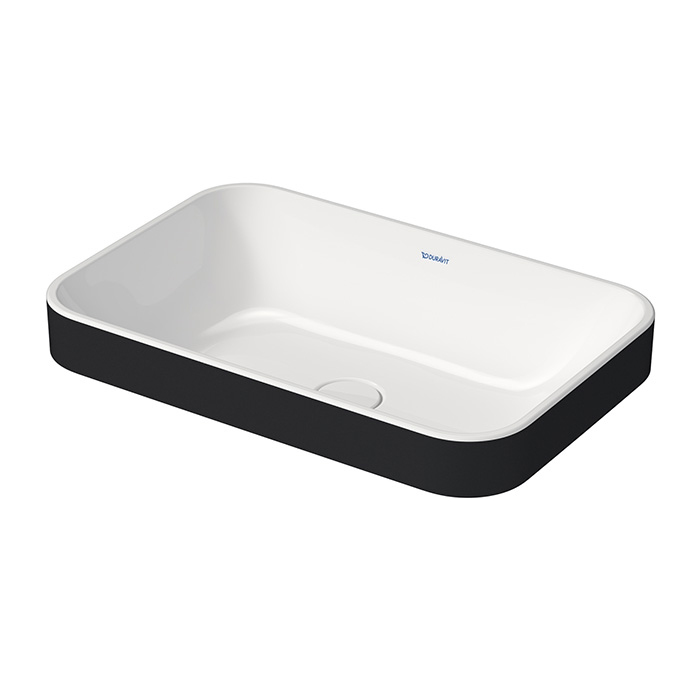 Duravit Happy D.2 Plus Раковина, без отв, без перелива, с выпуском с керамической крышкой, цвет: Anthracite matt/белый