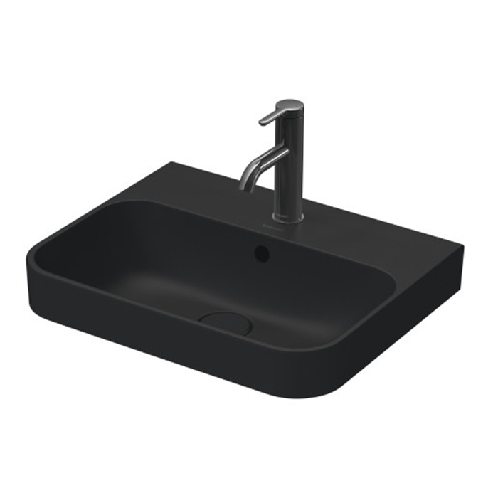 Duravit Happy D.2 Plus Раковина накладная, с 1 отв, выпуск с керамической крышкой, WonderGliss, цвет: Anthracite matt