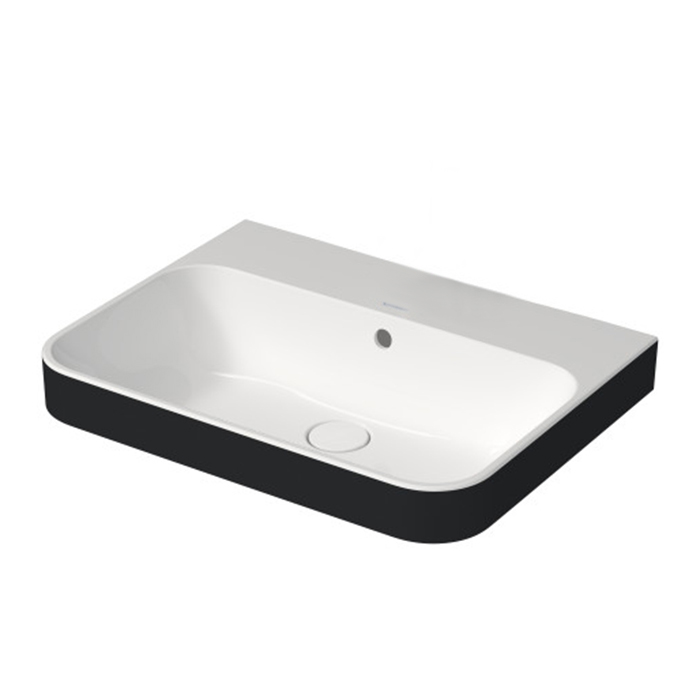 Duravit Happy D.2 Plus Раковина накладная, без отв, выпуск с керамической крышкой, WonderGliss, цвет: Anthracite matt/белый