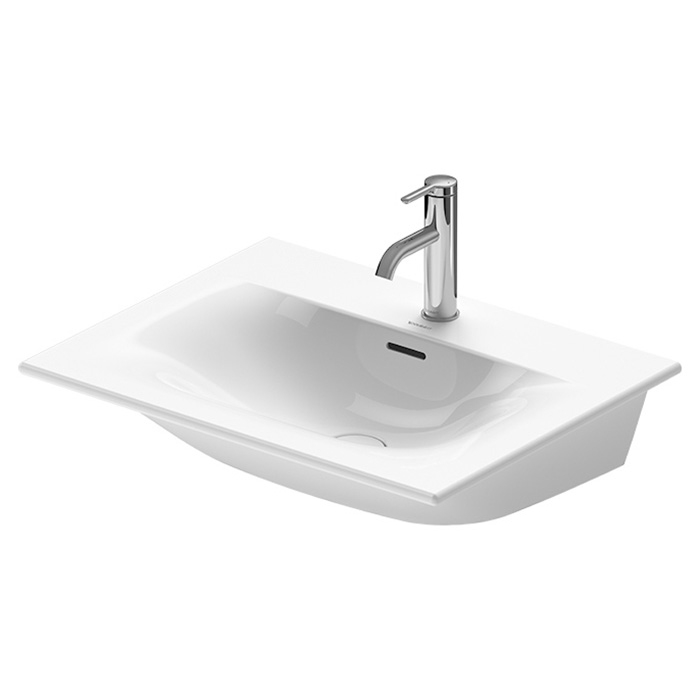 Duravit Happy D.2 Plus Раковина подвесная, с 2 отв, выпуск с керамической крышкой, с переливом, цвет: белый