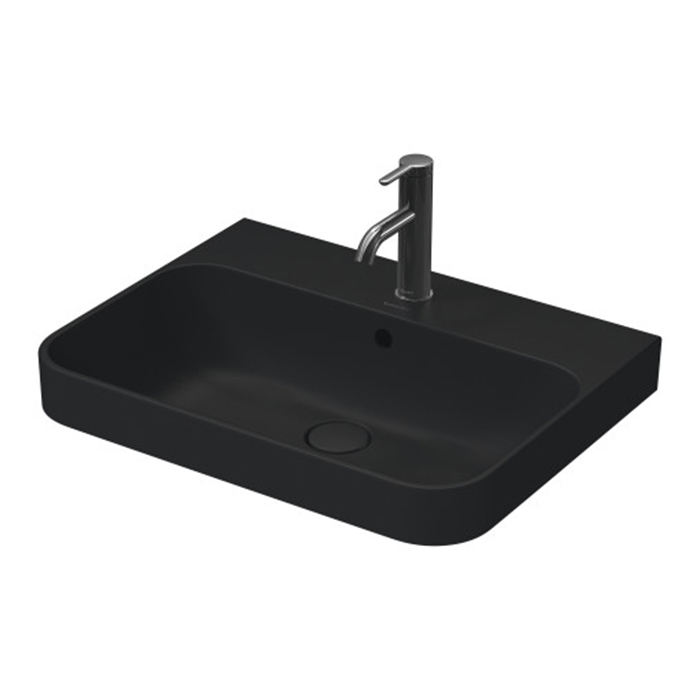 Duravit Happy D.2 Plus Раковина накладная, с 1 отв, выпуск с керамической крышкой, WonderGliss, цвет: Anthracite matt