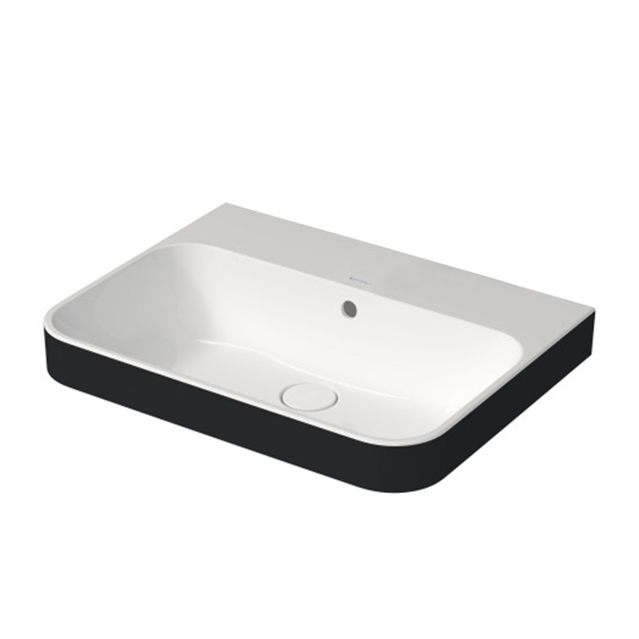 Duravit Happy D.2 Plus Раковина накладная, без отв, выпуск с керамической крышкой, цвет: Anthracite matt/белый