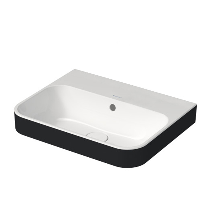 Duravit Happy D.2 Plus Раковина накладная, без отв, выпуск с керамической крышкой, цвет: Anthracite matt/белый